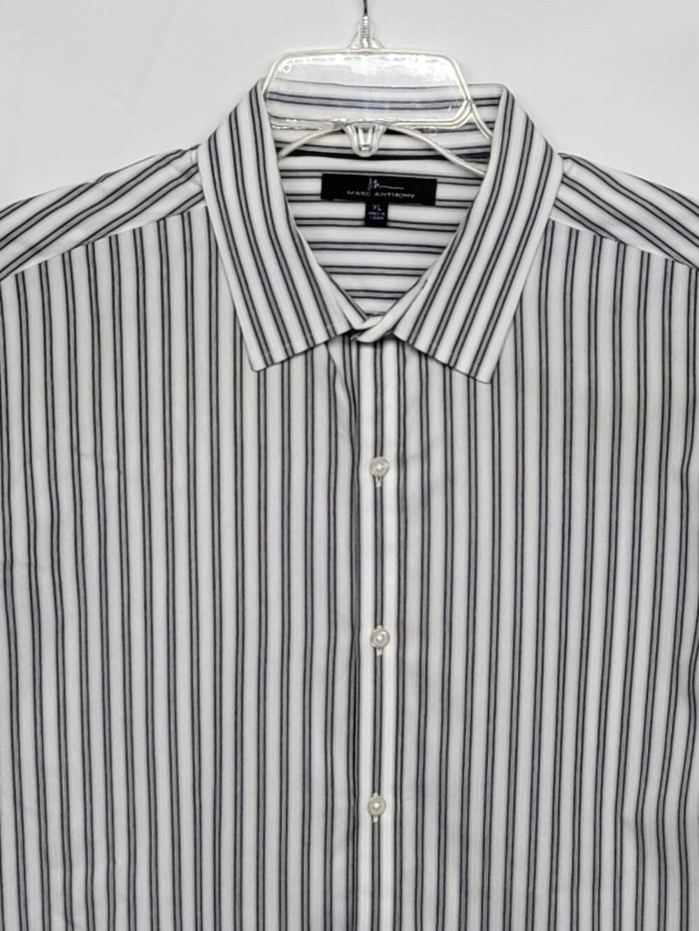 Marc Anthony Mens Shirt Button Up Slim Fit XL Long Sleeve Striped 100% Cotton